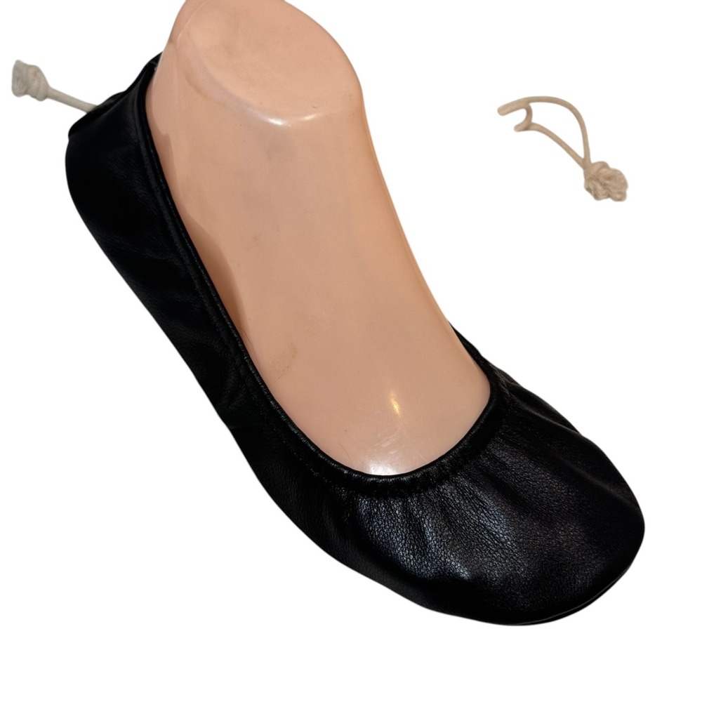 Storehouse Ballet Flats Black Leather Women's Size 8 Foldable with Dustbag - Picture 2 of 7